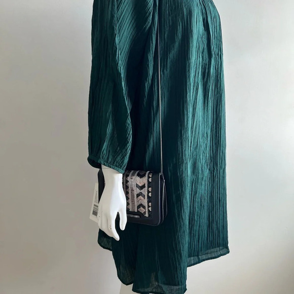 French Connection Chain Sequins Black Silver Crossbody Bag Clutch Purse - Picture 7 of 8